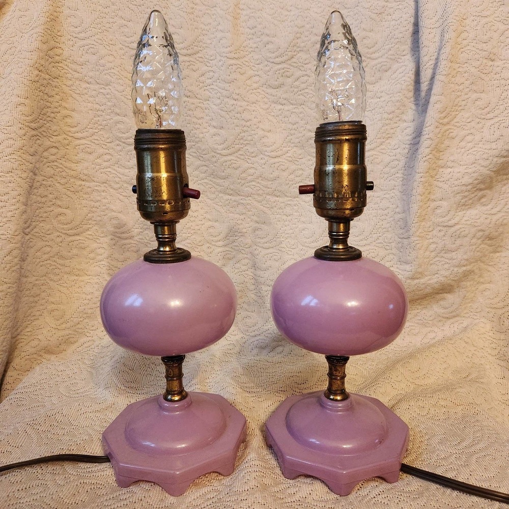 Vintage Lavender Glass Boudoir Lamps! Gorgeous